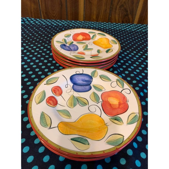 Tabletops gallery Ella 8” side plates set of 6 hand painted fruit colorful fruit - Picture 11 of 11